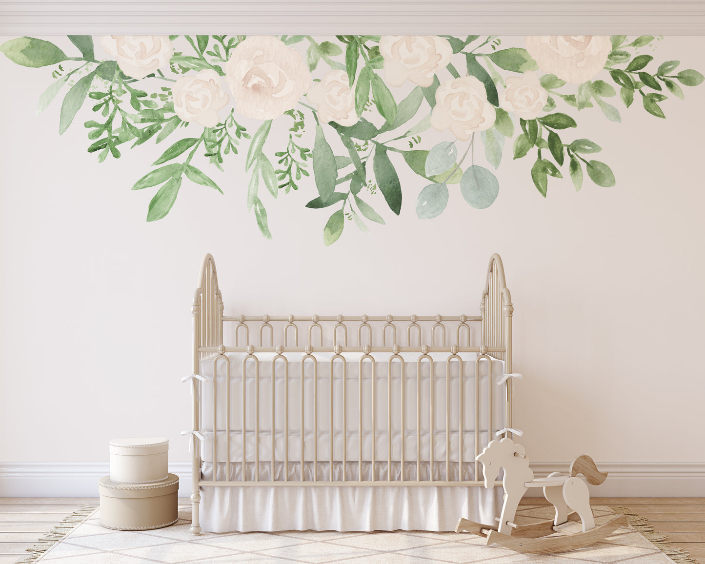 Wall Decal Border Caroline Roses Watercolor Flowers