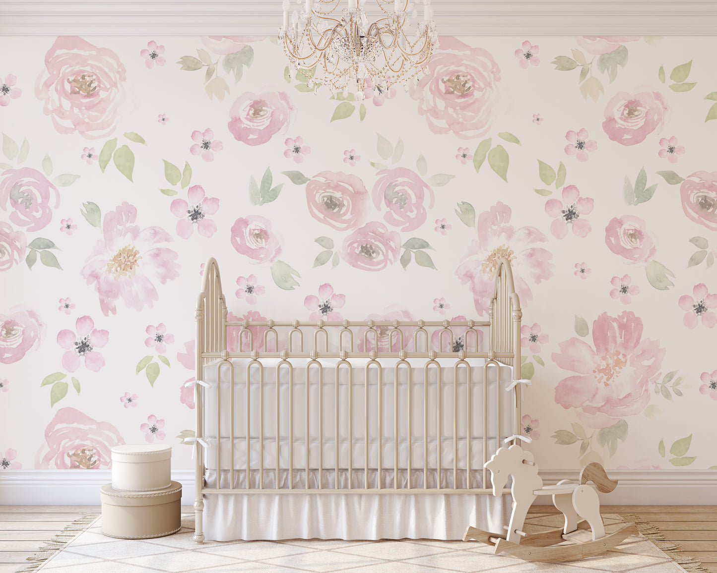 Wallpaper Bella Pink Watercolor Fowers