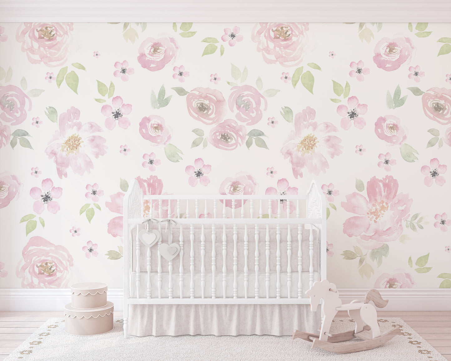 Wallpaper Bella Pink Watercolor Fowers