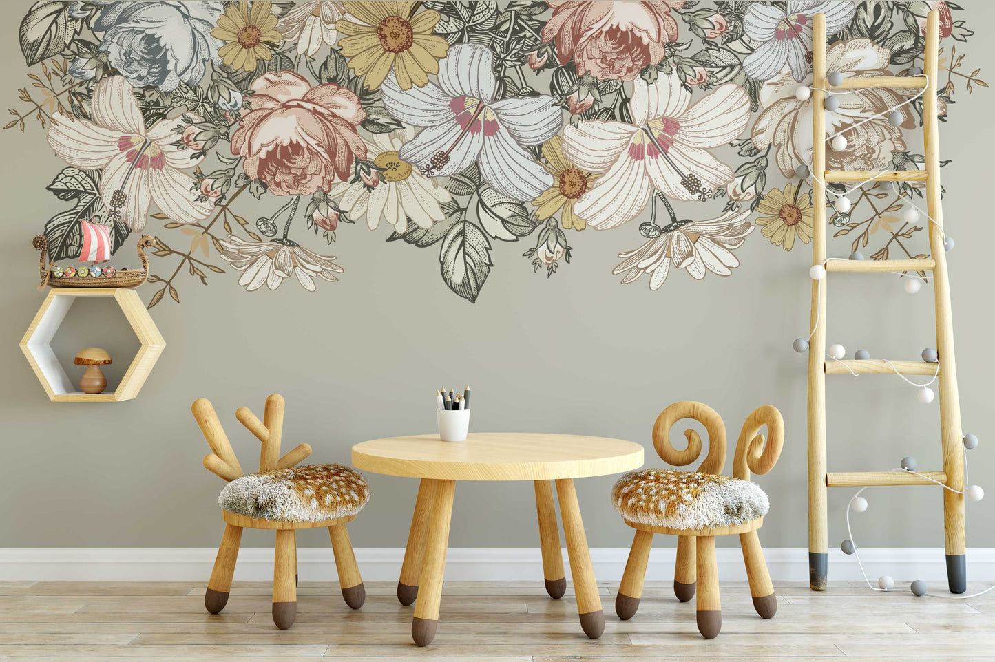 Wall Decal Border Camila Vintage Flowers